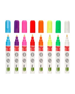 Rotulador liderpapel tiza liquida punta redonda trazo 6 mm caja de 8 unidades colores surtidos