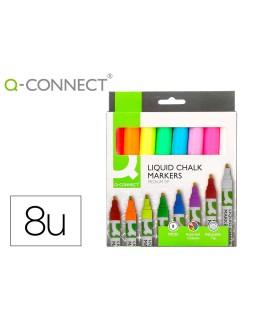 Rotulador q-connect tiza liquida punta redonda trazo 3 mm caja de 8 unidades colores surtidos