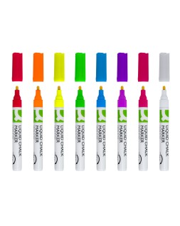 Rotulador q-connect tiza liquida punta redonda trazo 3 mm caja de 8 unidades colores surtidos