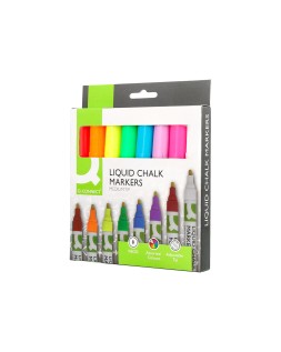 Rotulador q-connect tiza liquida punta redonda trazo 3 mm caja de 8 unidades colores surtidos