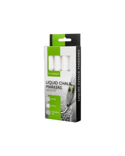 Rotulador q-connect tiza liquida punta redonda trazo 3 mm caja de 4 unidades color blanco