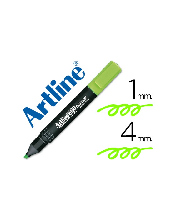 Rotulador artline fluorescente ek-660 verde punta biselada