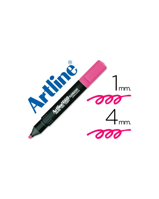Rotulador artline fluorescente ek-660 rosa punta biselada