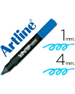 Rotulador artline fluorescente ek-660 azul punta biselada