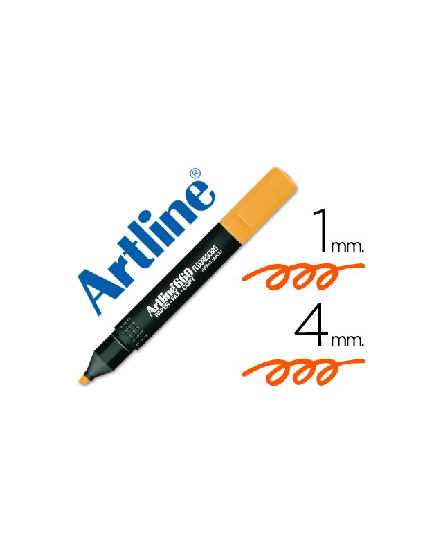 Rotulador artline fluorescente ek-660 naranja punta biselada