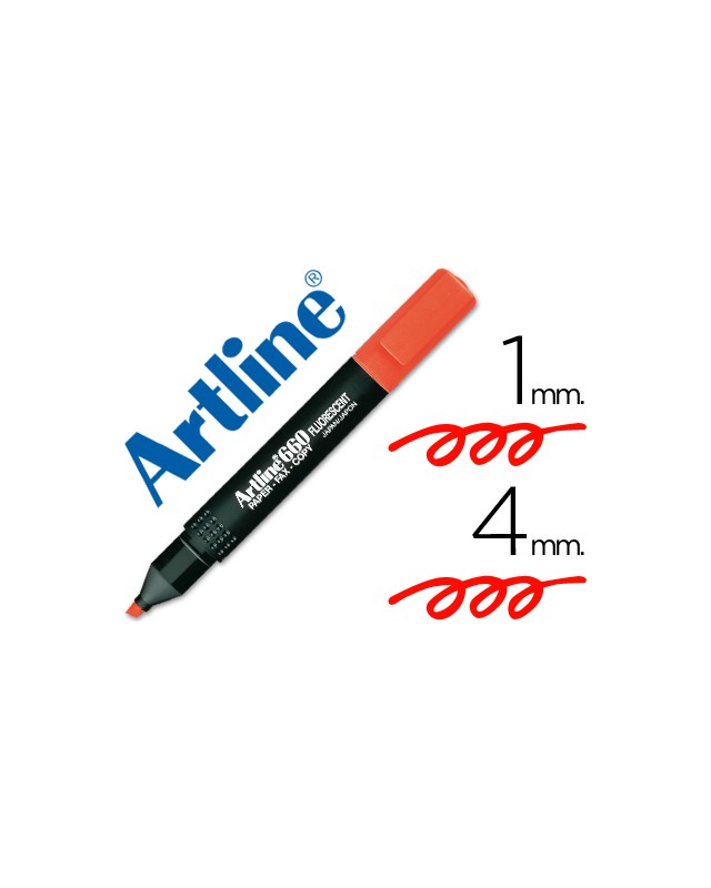 Rotulador artline fluorescente ek-660 rojo punta biselada