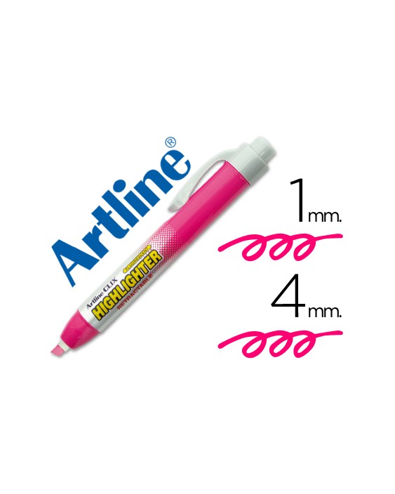 Rotulador artline clix fluorescente ek-63 rosa punta biselada 4 mm