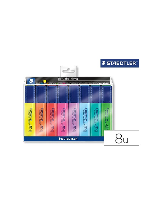 Rotulador staedtler textsurfer 364 fluorescente bolsa de 6 unidades colores surtidos + 2 regalo