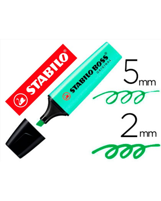 Rotulador stabilo boss pastel fluorescente 70 pizca de menta