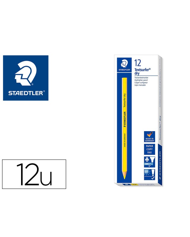Lapices fluorescente staedtler textsurfer dry triangular amarillo caja de 12 unidades