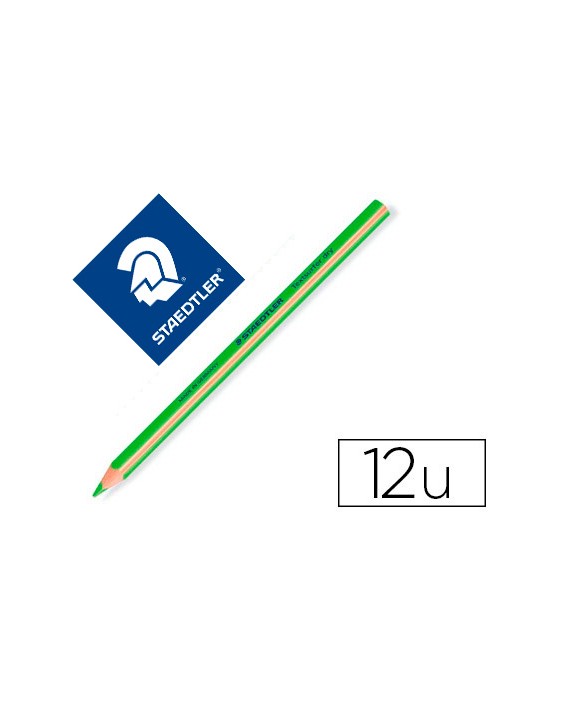 Lapices fluorescente staedtler textsurfer dry triangular verde caja de 12 unidades