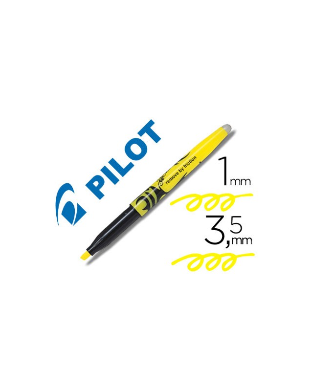 Rotulador pilot frixion light fluorescente borrable punta defibra color amarillo