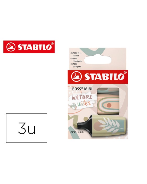 Rotulador stabilo boss mini naturevibes estuche de 3 unidades colores surtidos