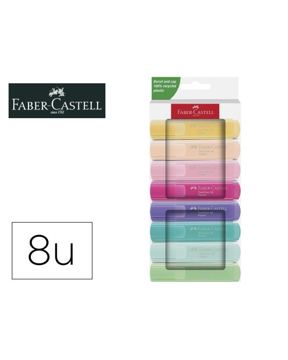 Rotulador faber castell fluorescente textliner 46 pastel estuche 8 unidades colores surtidos