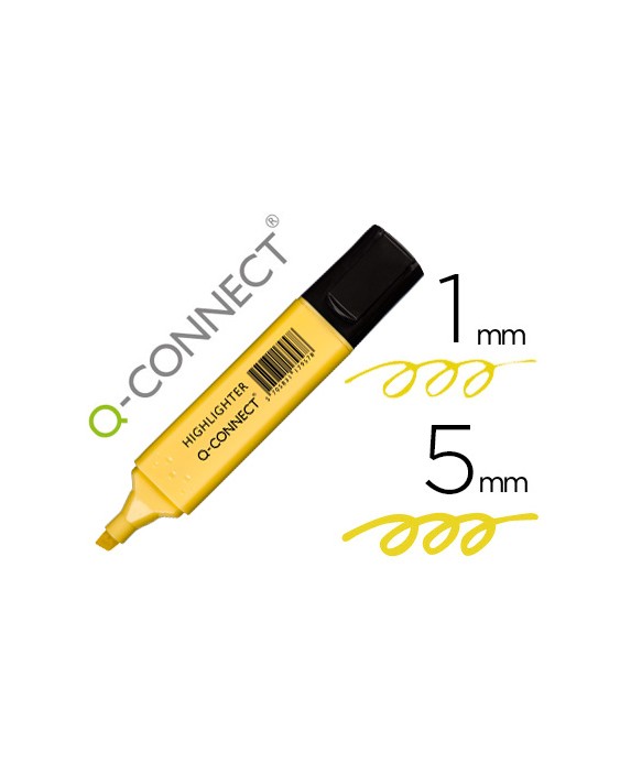Rotulador q-connect fluorescente pastel amarillo punta biselada