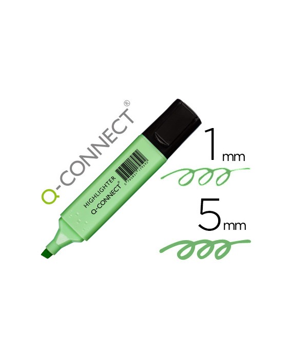 Rotulador q-connect fluorescente pastel verde punta biselada
