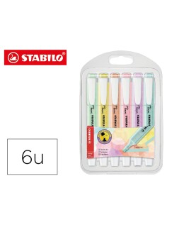 Rotulador stabilo fluorescente swing cool color pastel bolsa de 6 unidades colores surtidos