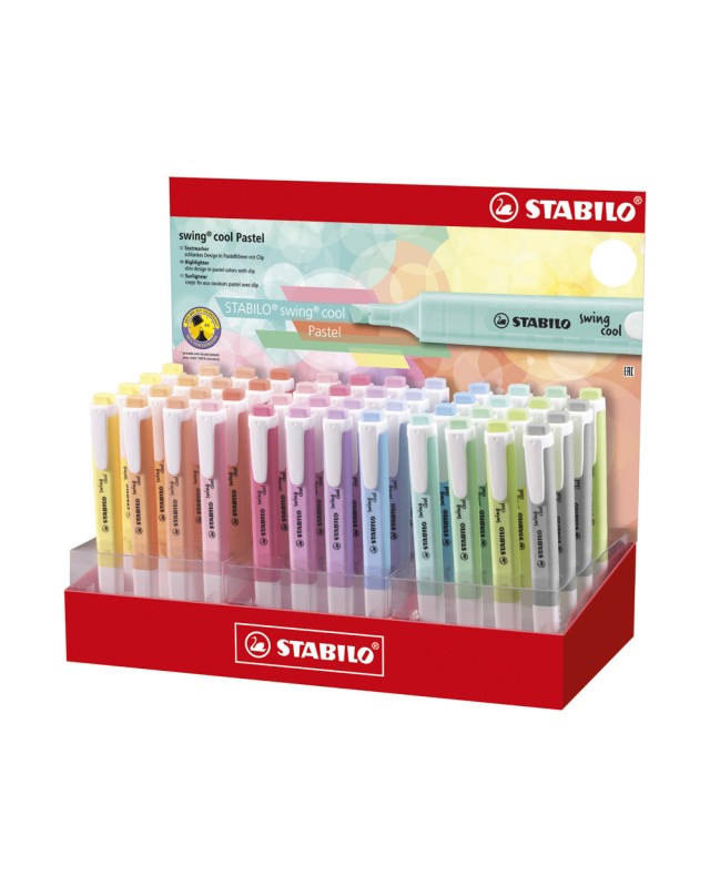 Rotulador stabilo fluorescente fino swing cool pastel expositor de 48 unidades colores surtidos