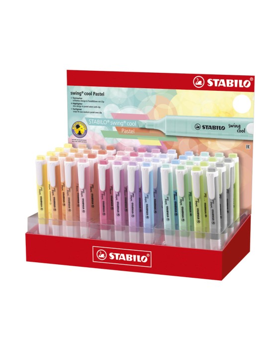 Rotulador stabilo fluorescente fino swing cool pastel expositor de 48 unidades colores surtidos