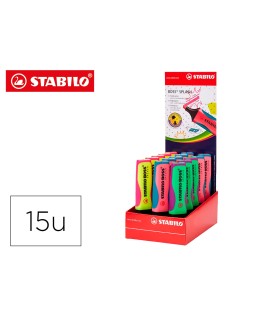 Rotulador stabilo boss splash 75 expositor sobremesa de 15 unidades colores surtidos