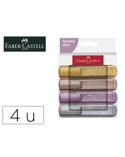 Rotulador faber castell fluorescente textliner 46 metalico estuche de 4 unidades colores surtidos