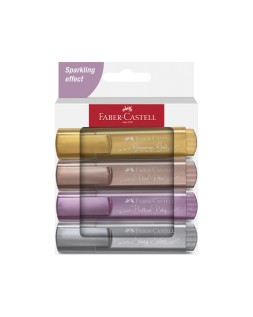 Rotulador faber castell fluorescente textliner 46 metalico estuche de 4 unidades colores surtidos