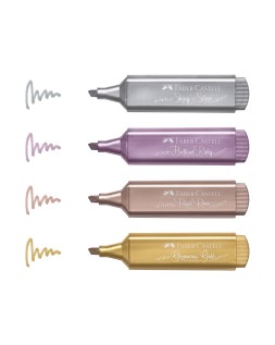 Rotulador faber castell fluorescente textliner 46 metalico estuche de 4 unidades colores surtidos
