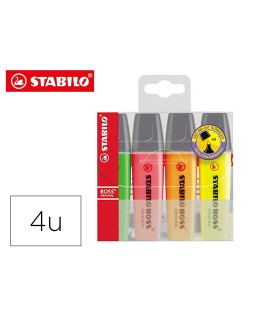 Rotulador stabilo boss fluorescente 70 estuche de 4 unidades colores surtidos