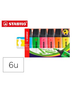 Rotulador stabilo boss fluorescente 70 estuche de 6 unidades colores surtidos