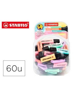 Rotulador stabilo boss fluorescente 70 pastel expositor bombonera de 60 unidades colores surtidos