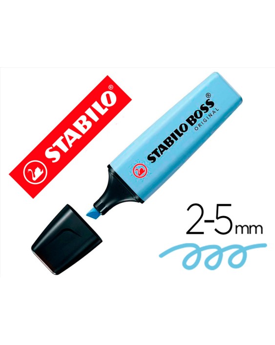 Rotulador stabilo boss fluorescente 70 pastel azul nublado