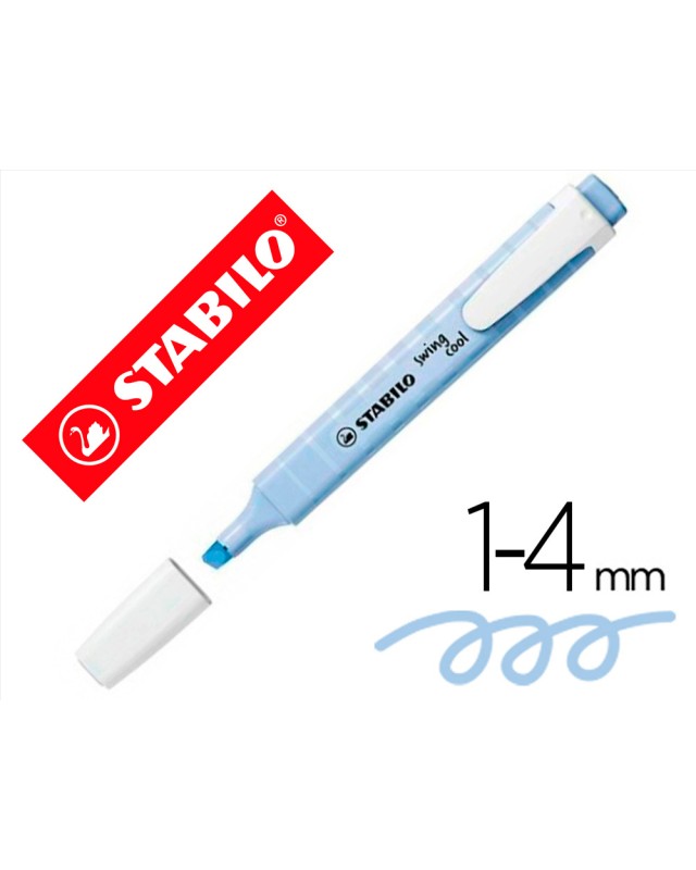 Rotulador stabilo fluorescente fino swing cool pastel azul nublado