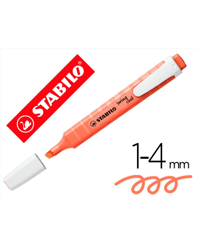 Rotulador stabilo fluorescente fino swing cool pastel coral meloso