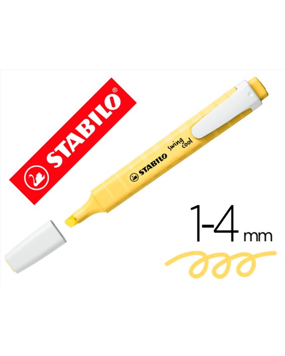 Rotulador stabilo fluorescente fino swing cool pastel amarillo cremoso