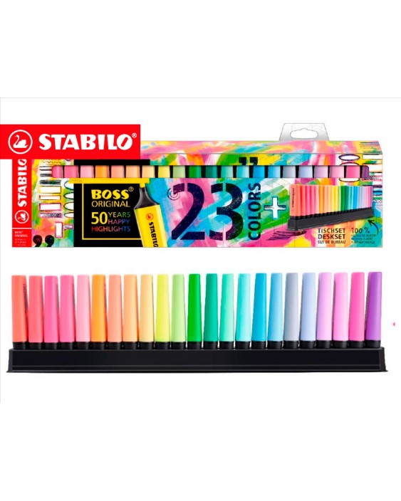 Rotulador stabilo boss fluorescente 70 deskset estuche de 23 unidades colores surtidos