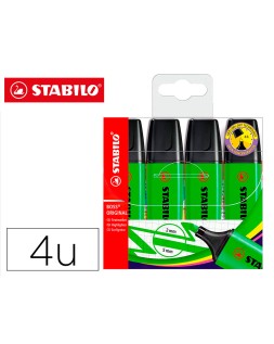 Rotulador stabilo boss fluorescente 70 verde estuche de 4 unidades