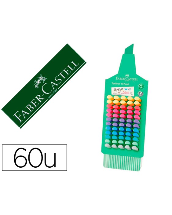 Rotulador faber castell fluorescente textliner 46 pastel expositor 60 unidades colores surtidos