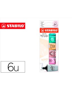 Rotulador stabilo boss mini pastel love estuche de 6 unidades colores surtidos