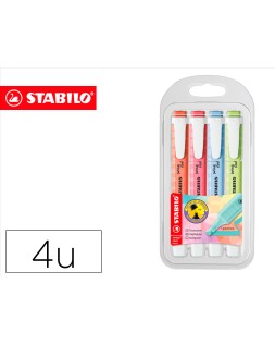 Rotulador stabilo fluorescente fino swing cool pastel estuche de 4 unidades colores surtidos