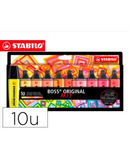 Rotulador stabilo boss fluorescente 70 arty line colores calidos estuche carton de 10 unidades colores