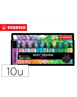 Rotulador stabilo boss fluorescente 70 arty line colores frios estuche carton de 10 unidades colores