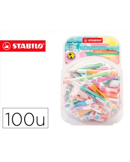 Rotulador stabilo fluorescente fino swing cool pastel bombonera de 100 unidades colores surtidos