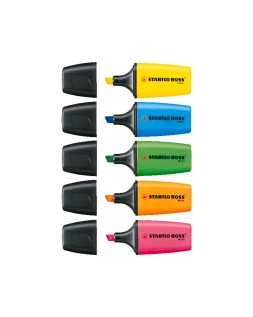 Rotulador stabilo boss mini estuche de 5 unidades amarillo /azul/naranja/rosa/verde