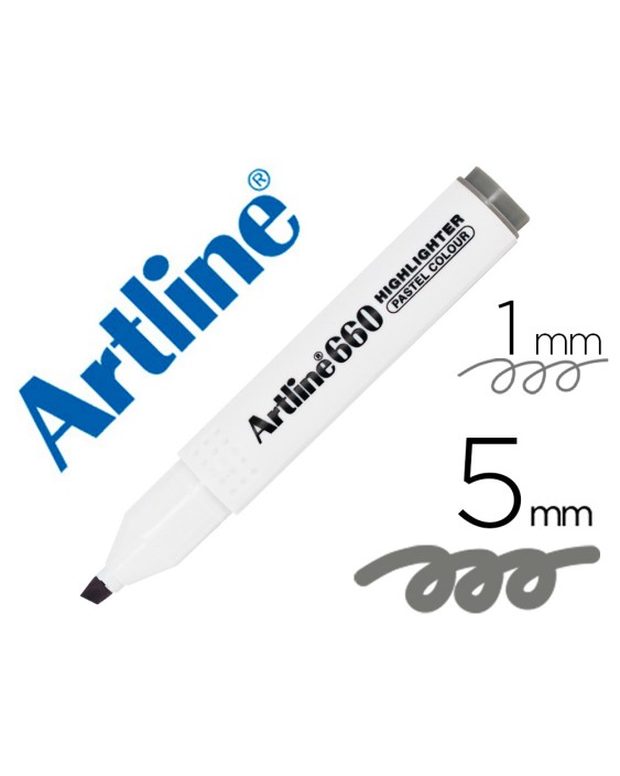 Rotulador artline fluorescente ek-660 gris pastel punta biselada
