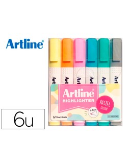 Rotulador artline fluorescente ek-660 colores pastel bolsa de 6 unidades colores surtidos