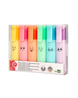 Rotulador liderpapel fluorescente pastel punta biselada estuche de 6 unidades colores surtidos