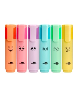 Rotulador liderpapel fluorescente pastel punta biselada estuche de 6 unidades colores surtidos