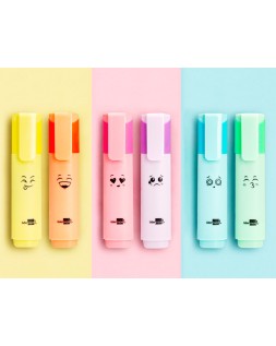 Rotulador liderpapel fluorescente pastel punta biselada estuche de 6 unidades colores surtidos