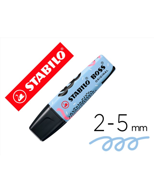 Rotulador stabilo boss fluorescente original pastel by ju schnee azul nublado