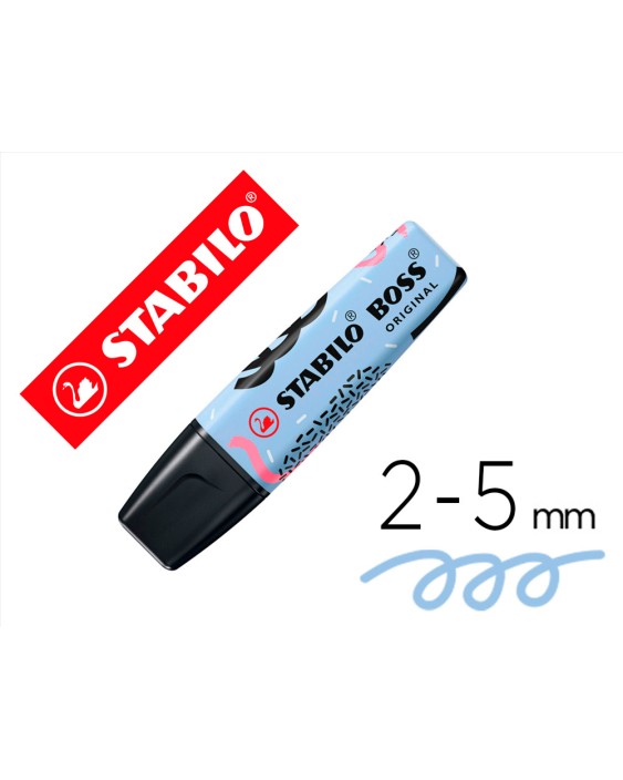 Rotulador stabilo boss fluorescente original pastel by ju schnee azul nublado